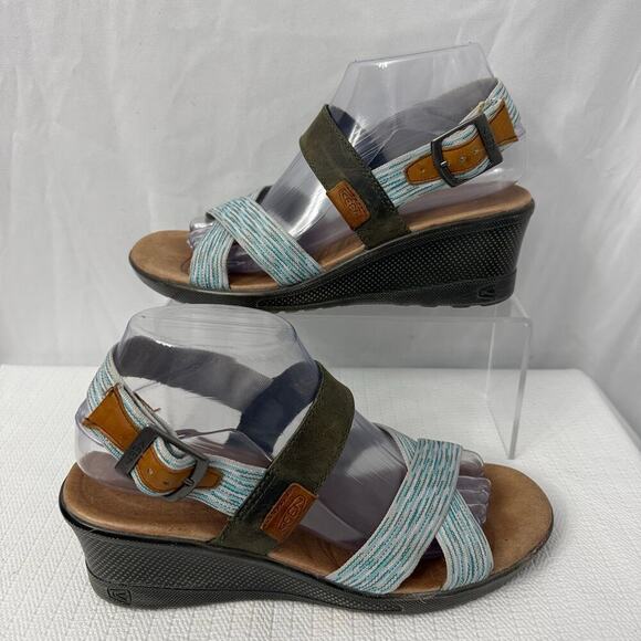 Keen Skyline Wedge Sandal Women's Size 8 Blue Brown - Picture 9 of 11